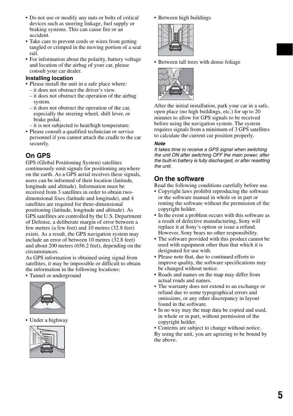 On gps, On the software | Sony NV-U70T User Manual | Page 5 / 216
