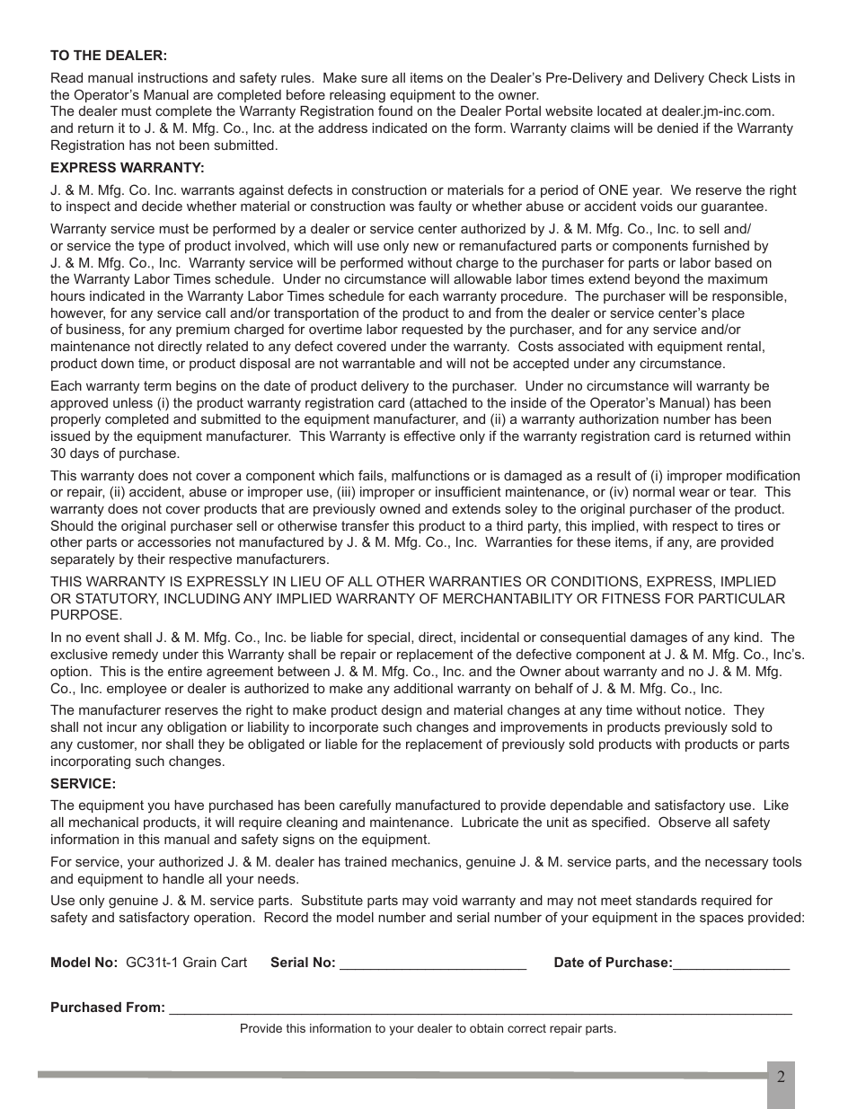 J&M GC-31T Manual User Manual | Page 4 / 38