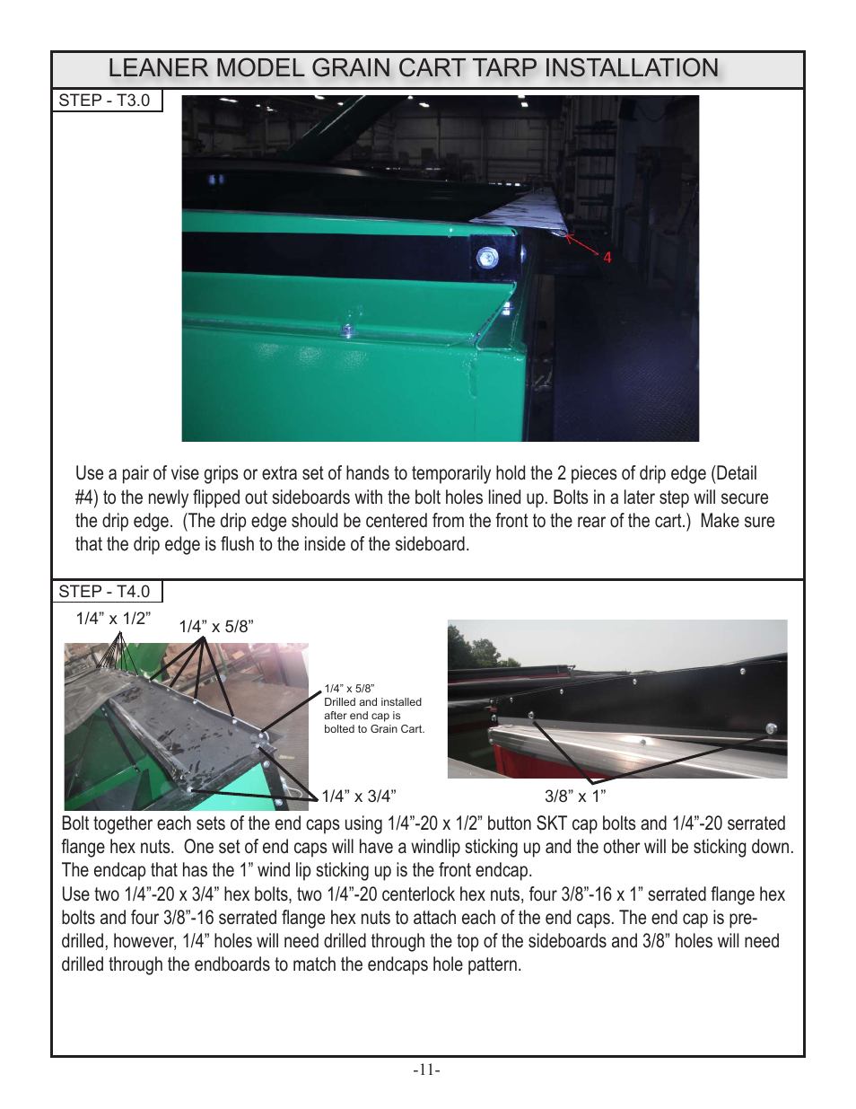Leaner model grain cart tarp installation | J&M GRAIN CARTS Leaner Setup User Manual | Page 12 / 18