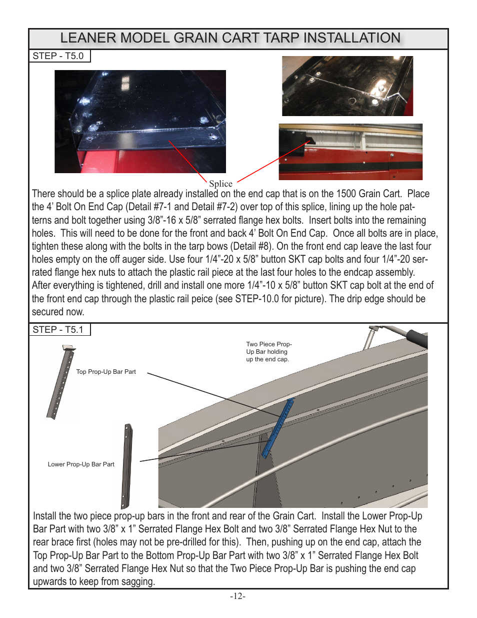 Leaner model grain cart tarp installation | J&M GRAIN CARTS Leaner Setup User Manual | Page 13 / 18