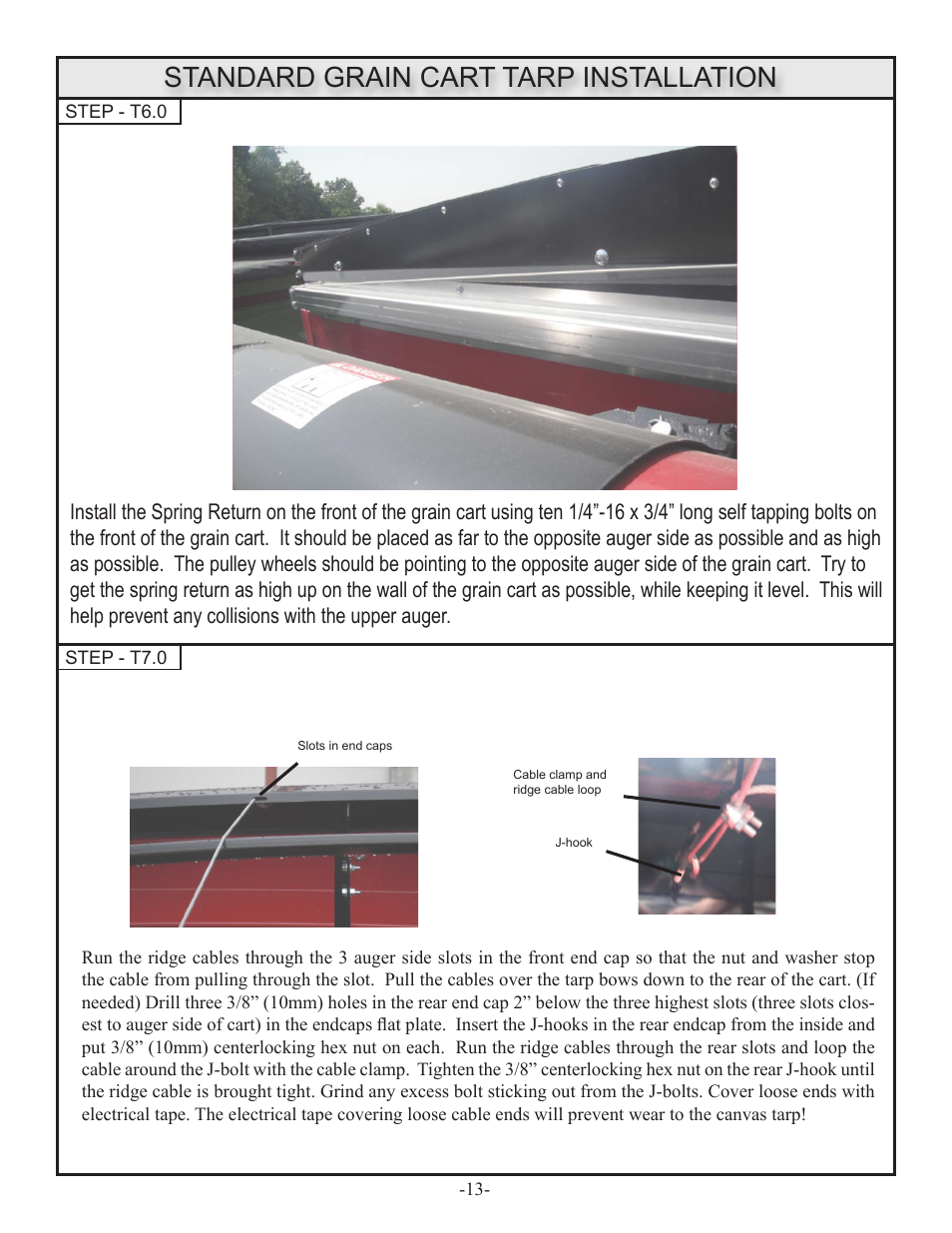 Standard grain cart tarp installation | J&M GRAIN CARTS Leaner Setup User Manual | Page 14 / 18