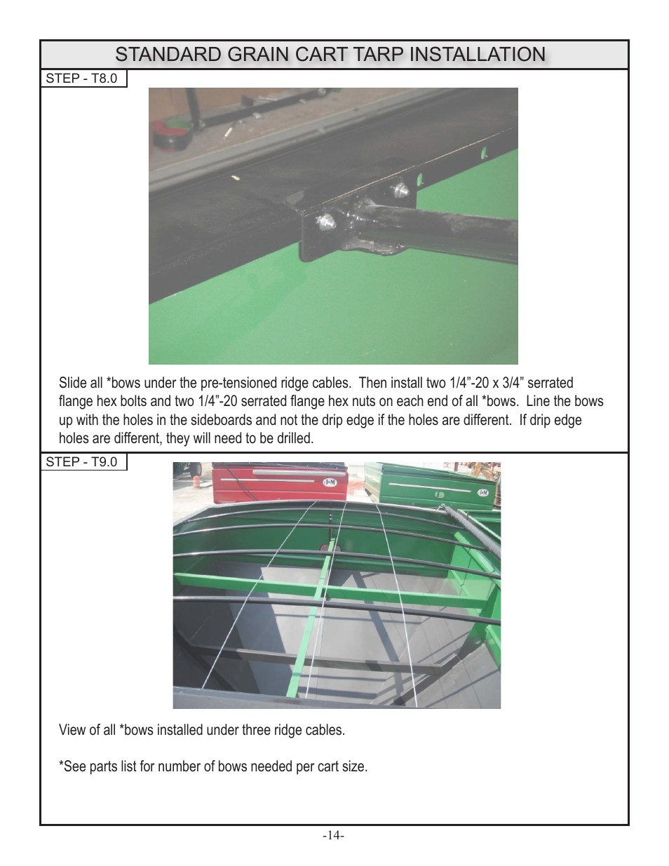 Standard grain cart tarp installation | J&M GRAIN CARTS Leaner Setup User Manual | Page 15 / 18