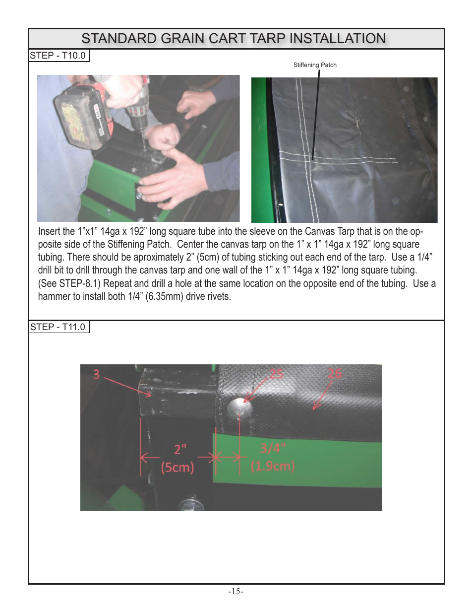 Standard grain cart tarp installation | J&M GRAIN CARTS Leaner Setup User Manual | Page 16 / 18