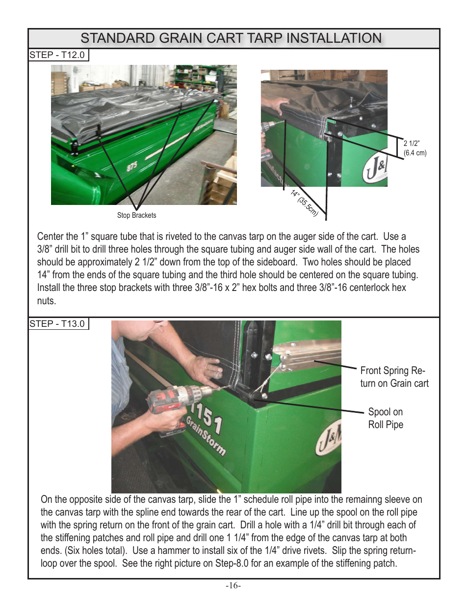 Standard grain cart tarp installation | J&M GRAIN CARTS Leaner Setup User Manual | Page 17 / 18