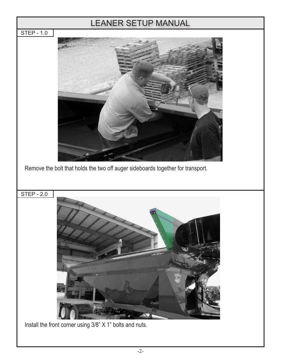 Leaner setup manual | J&M GRAIN CARTS Leaner Setup User Manual | Page 3 / 18