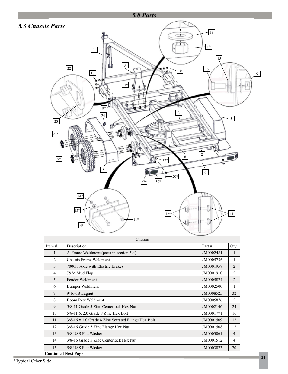 0 parts, 3 chassis parts | J&M 275ST User Manual | Page 44 / 62