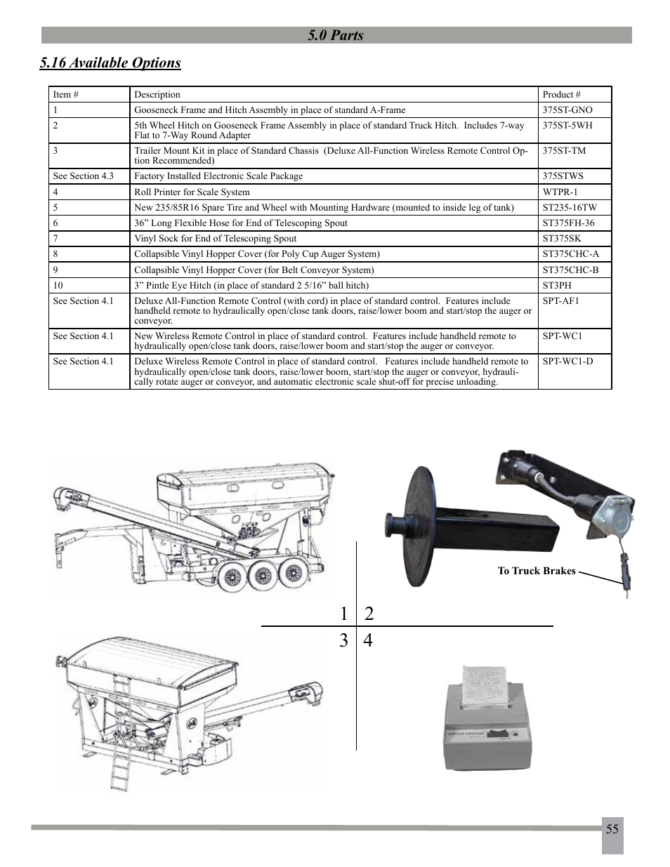 0 parts 5.16 available options | J&M 275ST User Manual | Page 58 / 62