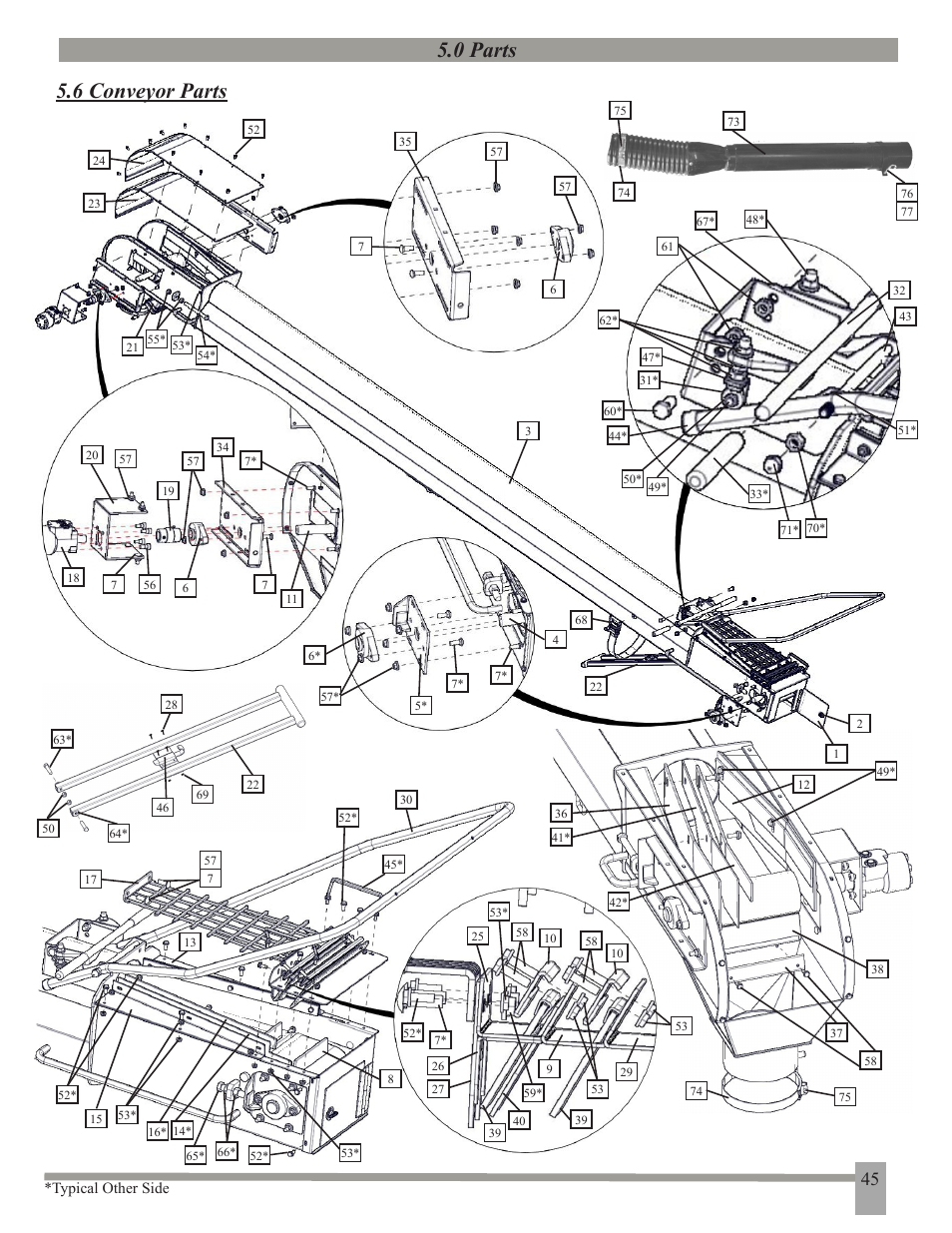 0 parts 5.6 conveyor parts | J&M 375ST User Manual | Page 48 / 62