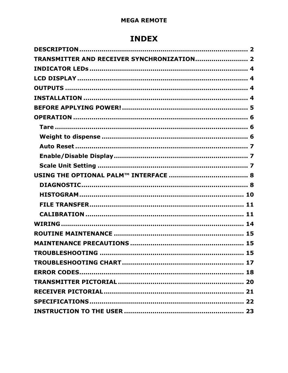 Index | J&M 375ST Remote User Manual | Page 2 / 24