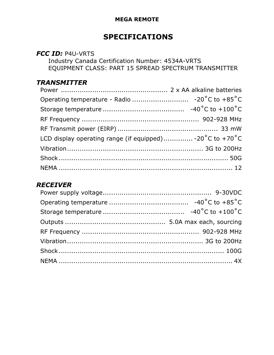 Specifications | J&M 375ST Remote User Manual | Page 23 / 24