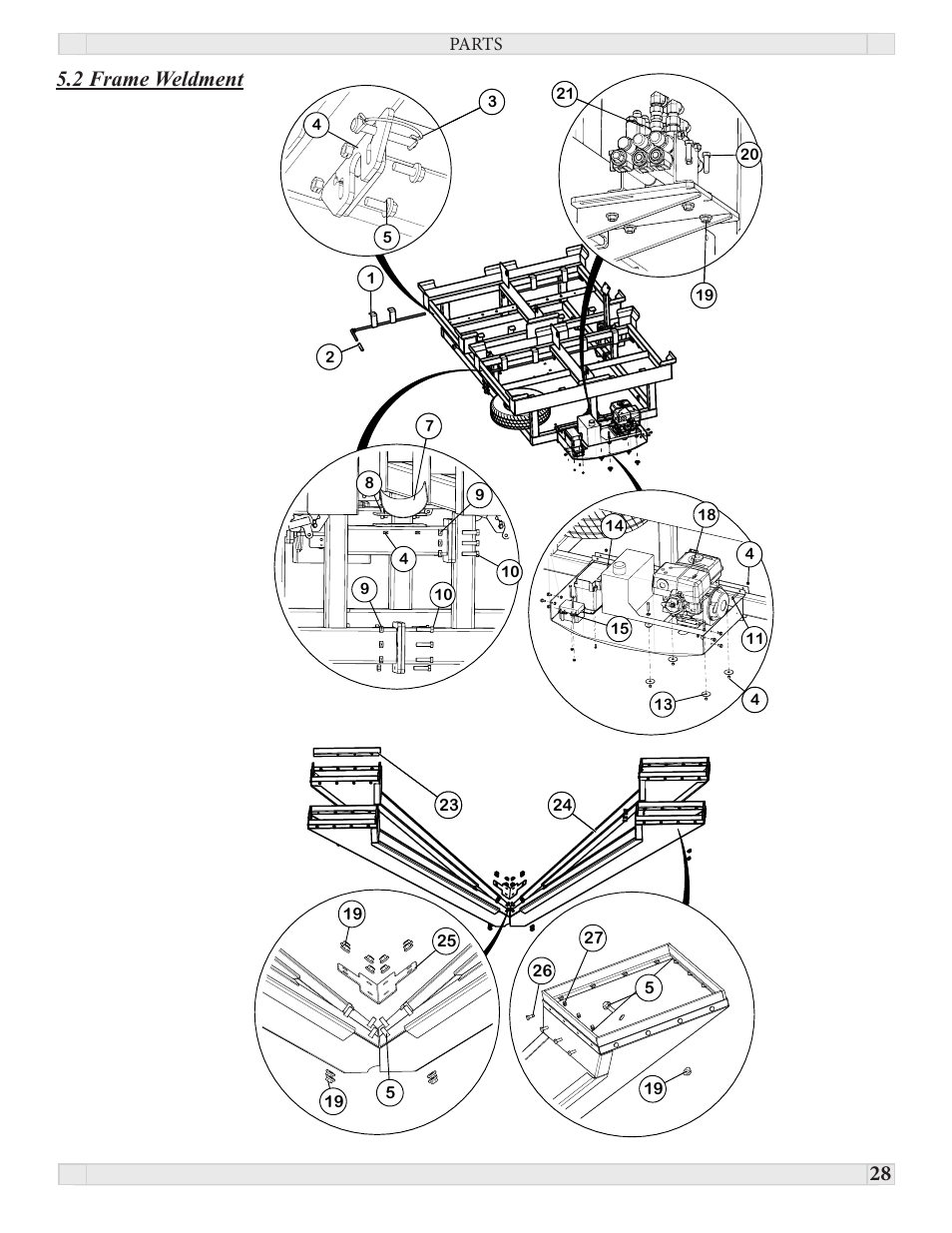 2 frame weldment | J&M PRO 450 User Manual | Page 28 / 31