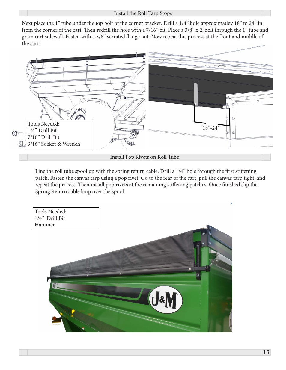 J&M Roll Tarp GRAIN CARTS (June 2011 & newer) User Manual | Page 13 / 17