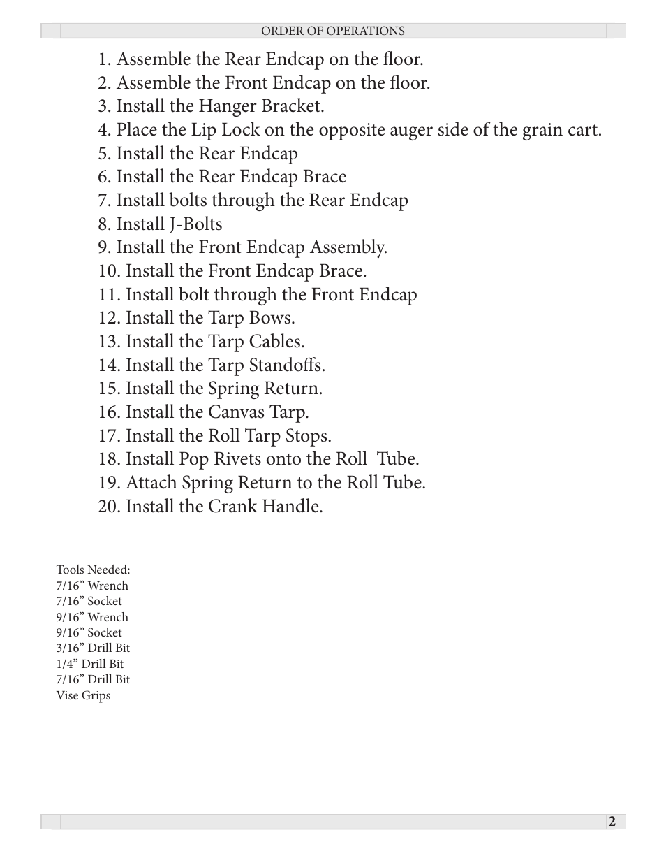 J&M Roll Tarp GRAIN CARTS (June 2011 & newer) User Manual | Page 2 / 17