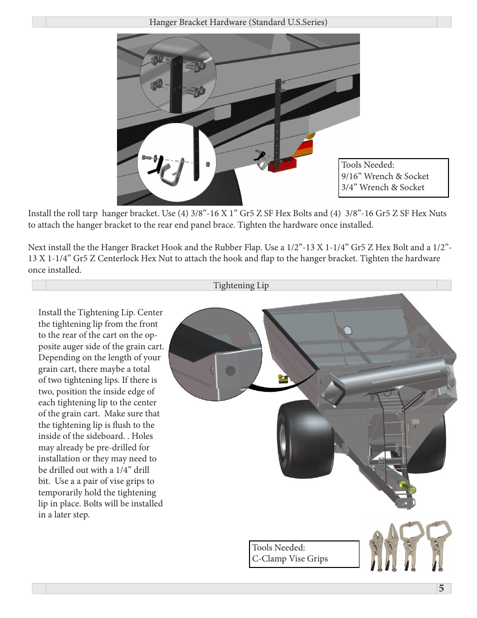 J&M Roll Tarp GRAIN CARTS (June 2011 & newer) User Manual | Page 5 / 17
