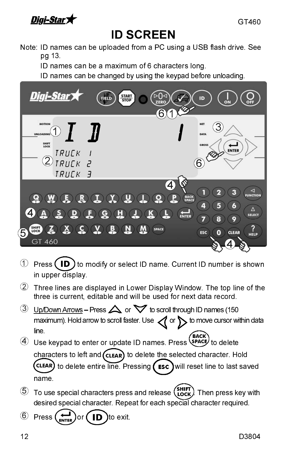 I d 1, Id screen | J&M GT460 User Manual | Page 12 / 31