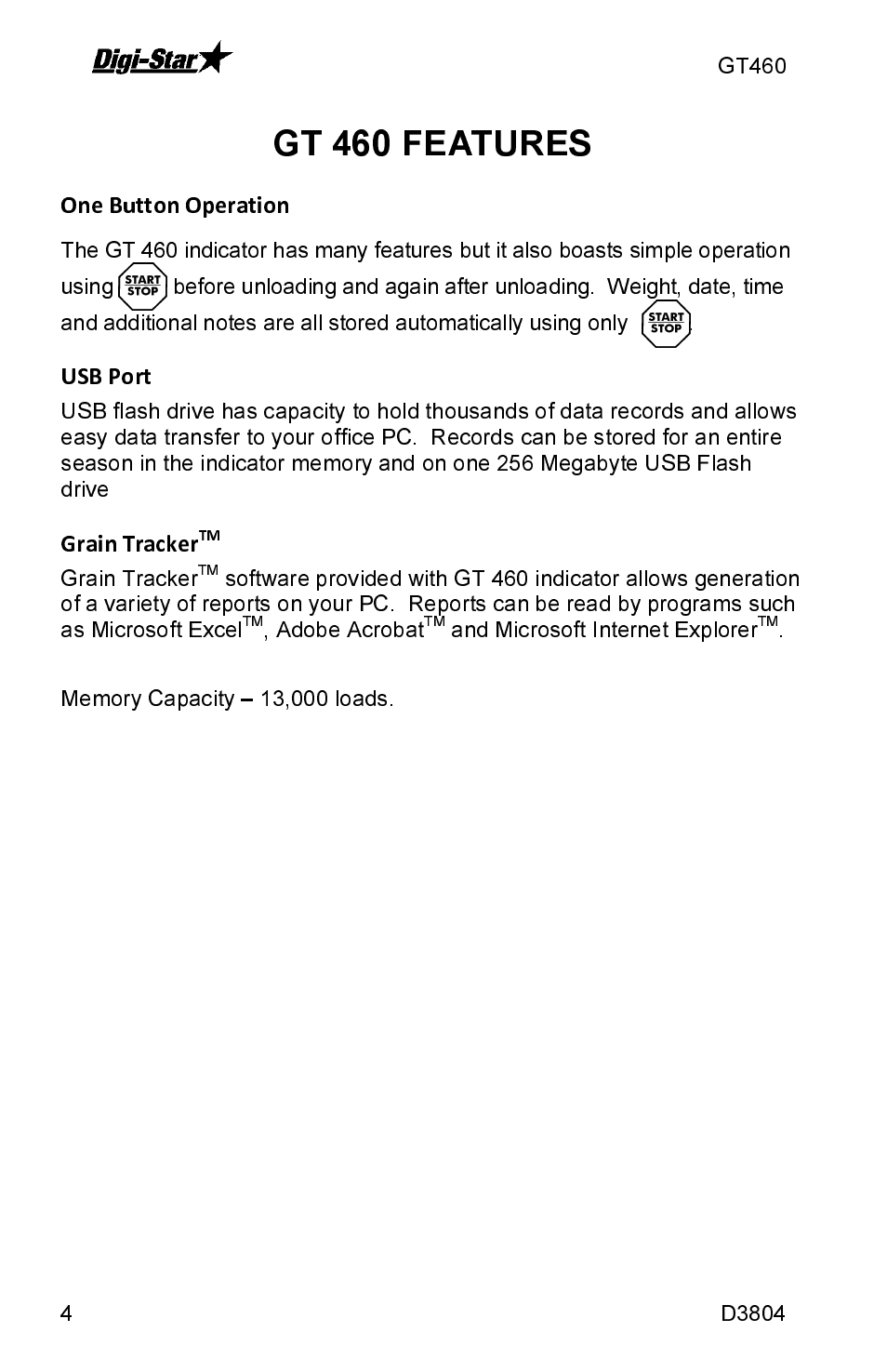 Gt 460 features, Grain tracker, Adobe acrobat | And microsoft internet explorer | J&M GT460 User Manual | Page 4 / 31