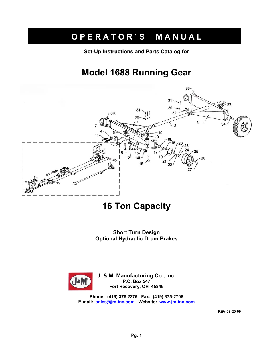 J&M 1688 Running Gear User Manual | 15 pages