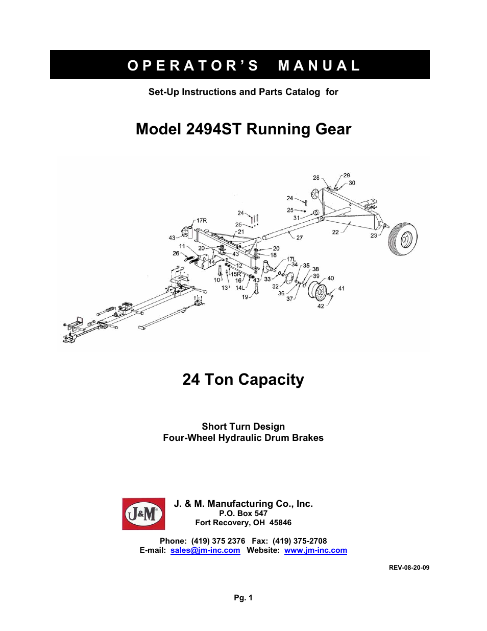 J&M 2494ST Running Gear User Manual | 15 pages