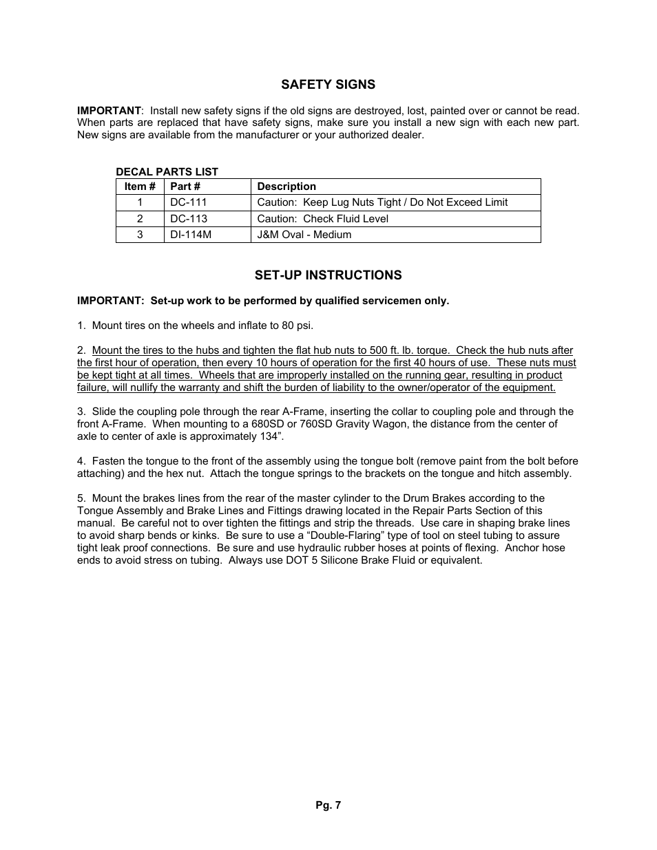 J&M 2494ST Running Gear User Manual | Page 7 / 15