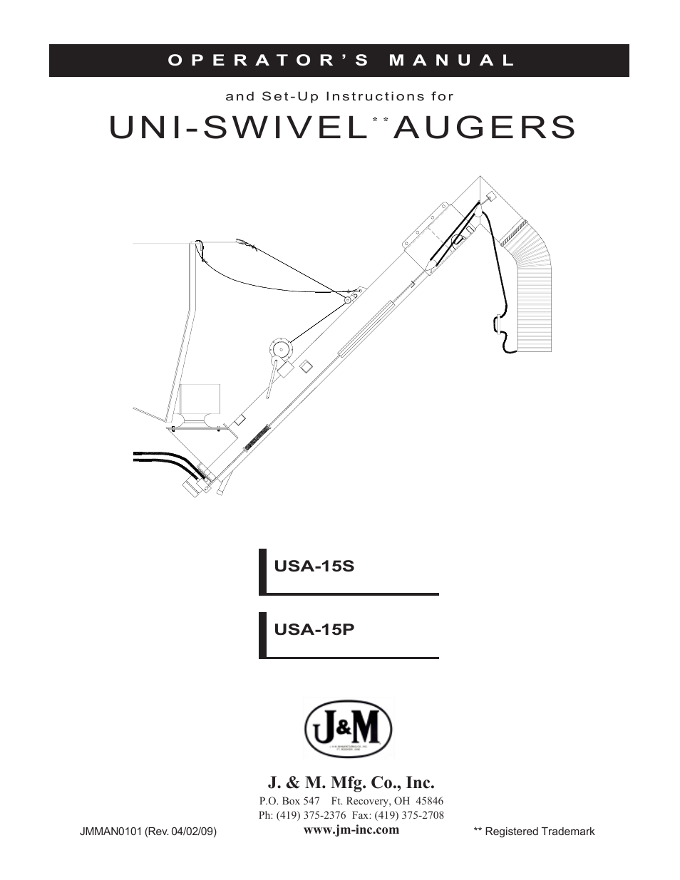 J&M Uni-Swivel Hydraulic Auger User Manual | 13 pages