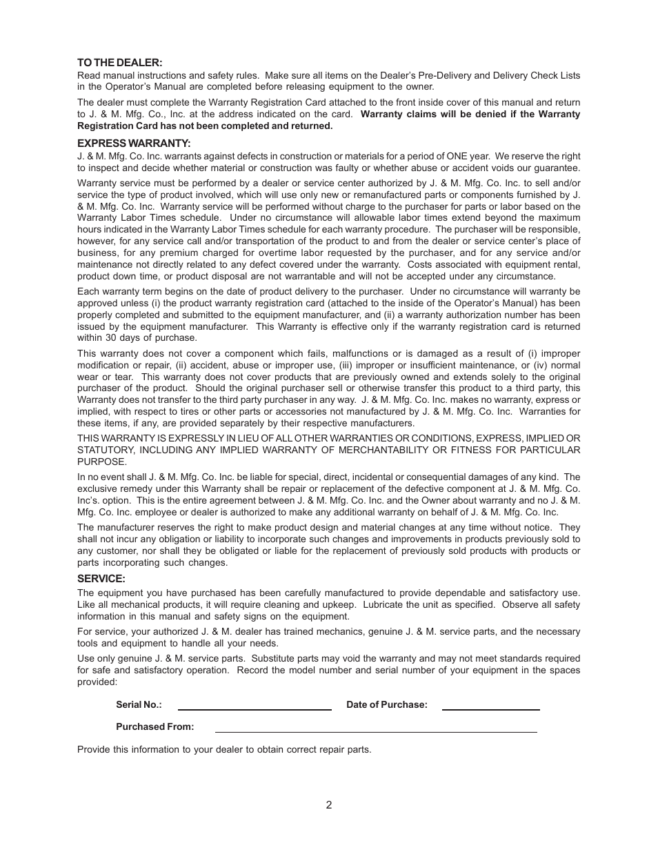 J&M Uni-Swivel Hydraulic Auger User Manual | Page 2 / 13