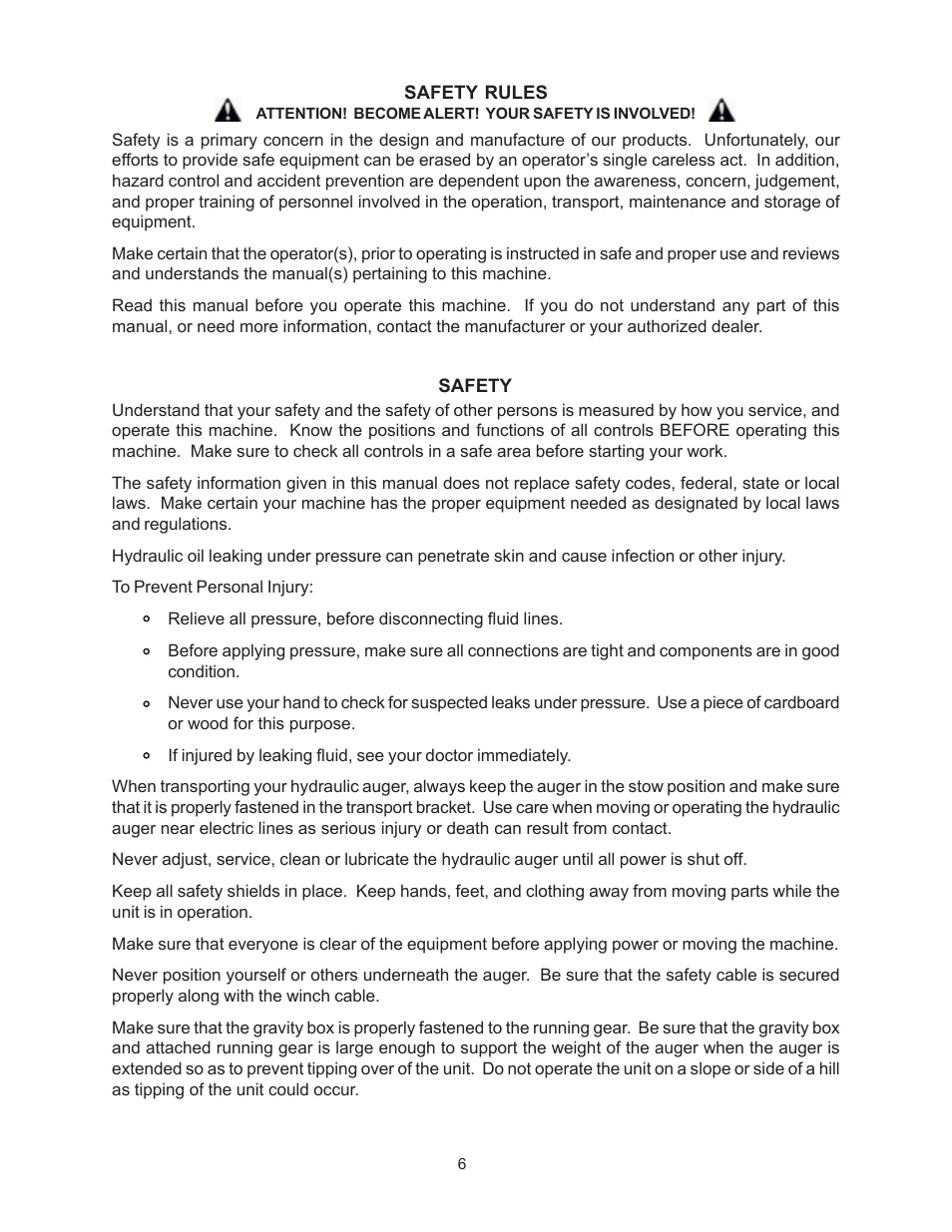 J&M Uni-Swivel Hydraulic Auger User Manual | Page 6 / 13