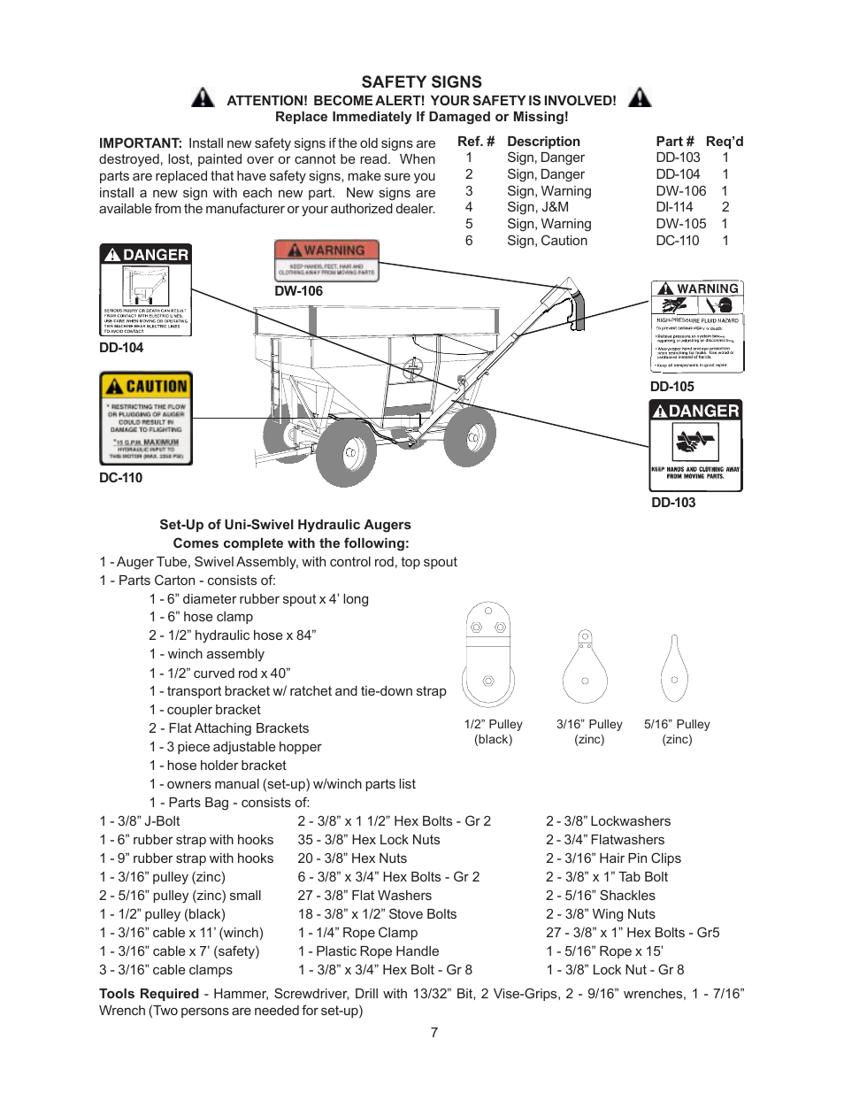 J&M Uni-Swivel Hydraulic Auger User Manual | Page 7 / 13