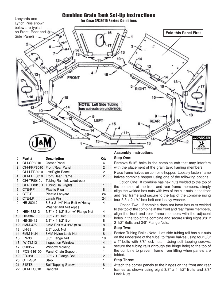 J&M Case IH-8010 User Manual | 2 pages