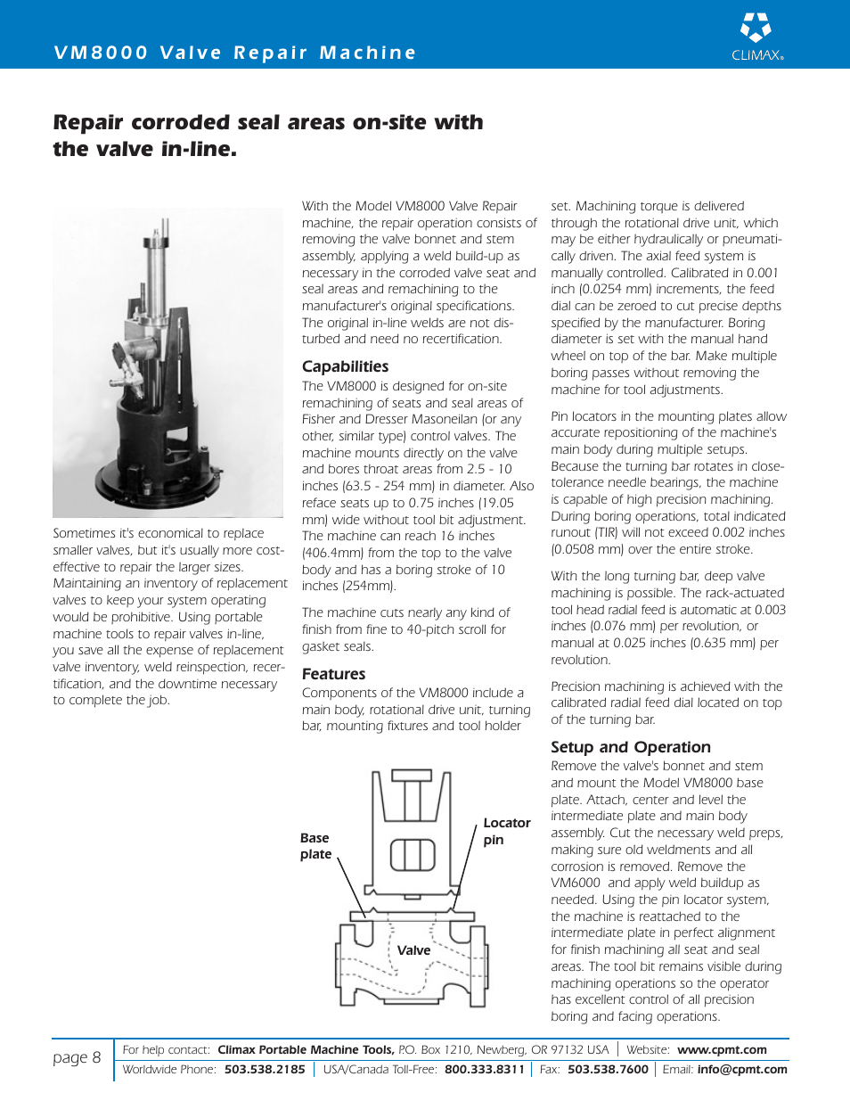 Climax VM8000 GLOBE/CONTROL VALVE REPAIR User Manual | Page 8 / 12