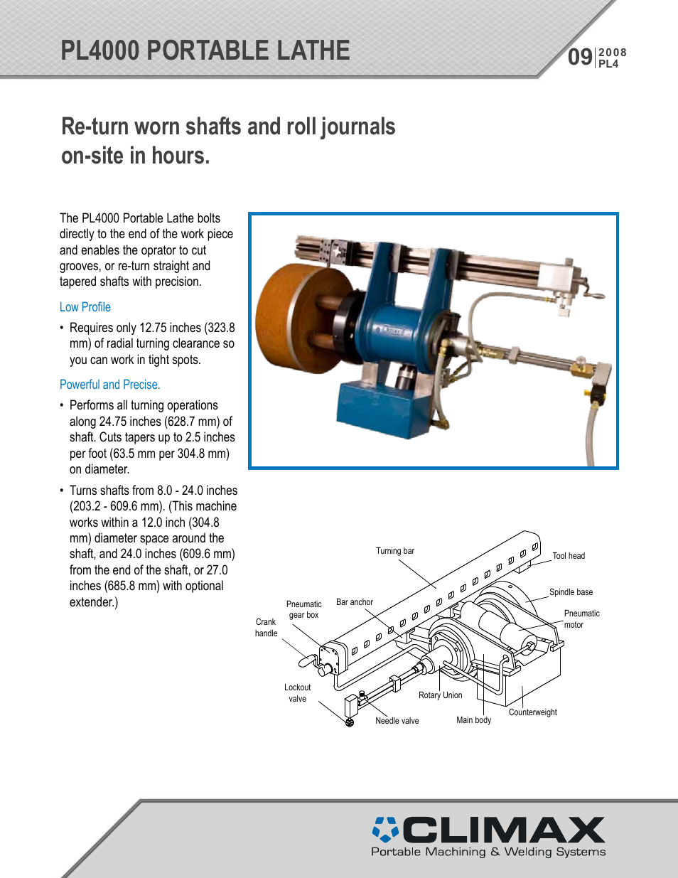 Climax PL4000 LATHE User Manual | 4 pages