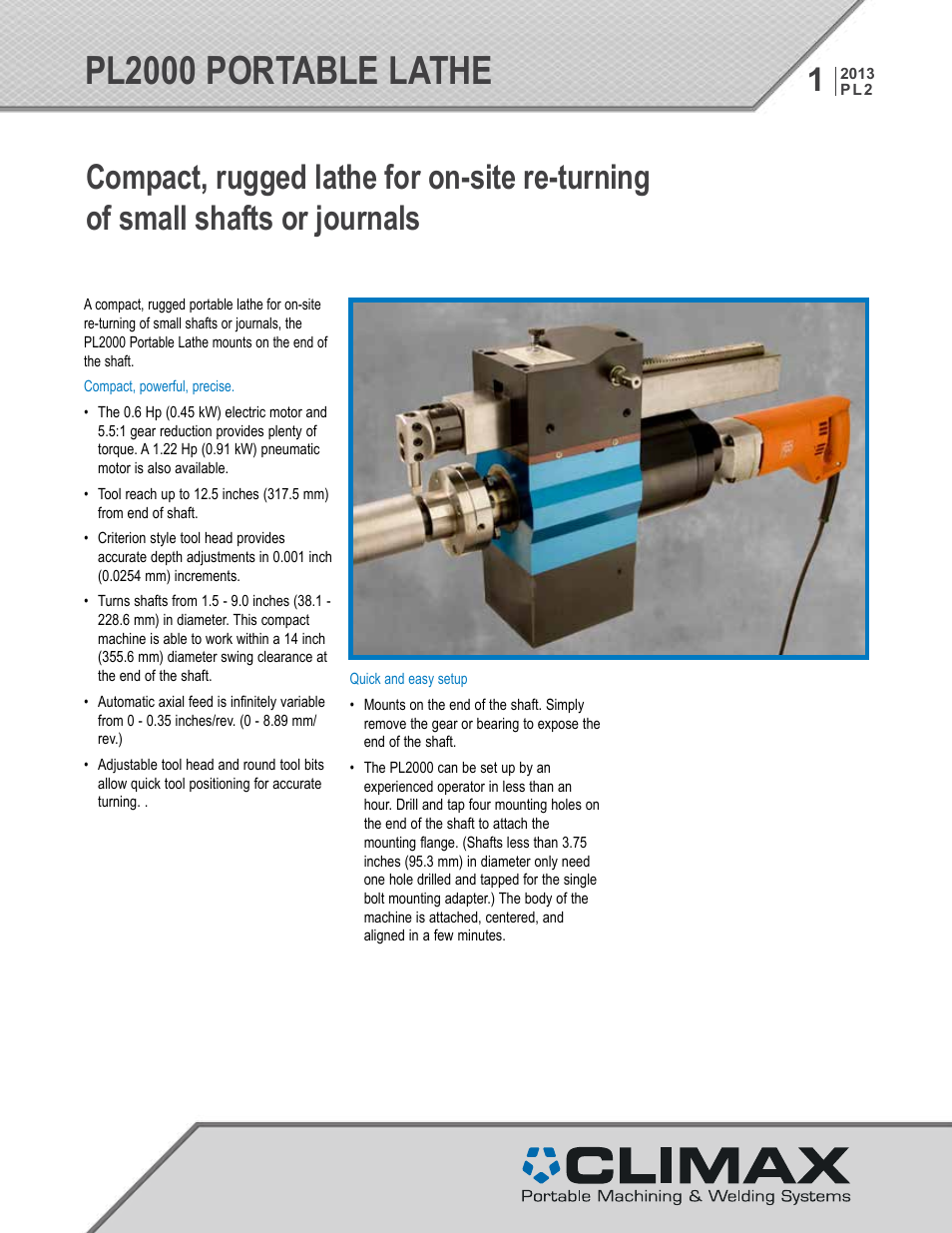 Climax PL2000 LATHE User Manual | 6 pages