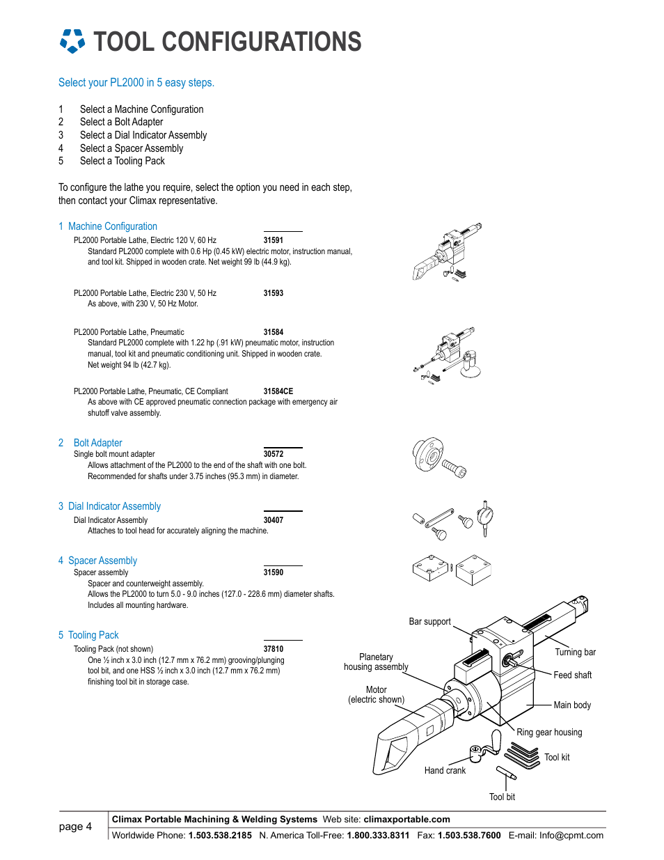 Tool configurations | Climax PL2000 LATHE User Manual | Page 4 / 6