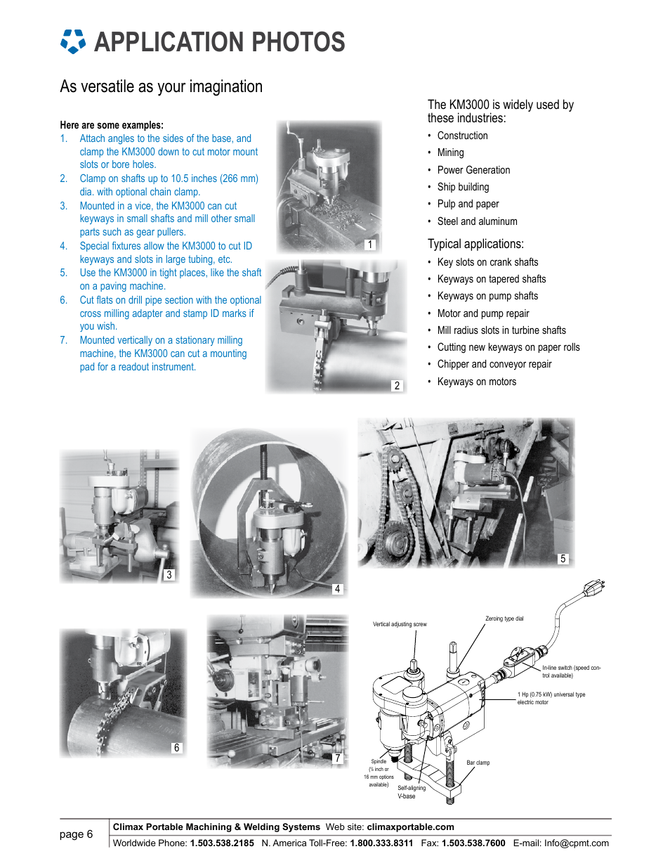 Application photos, As versatile as your imagination, The km3000 is widely used by these industries | Typical applications | Climax KM3000 KEY MILL User Manual | Page 6 / 8