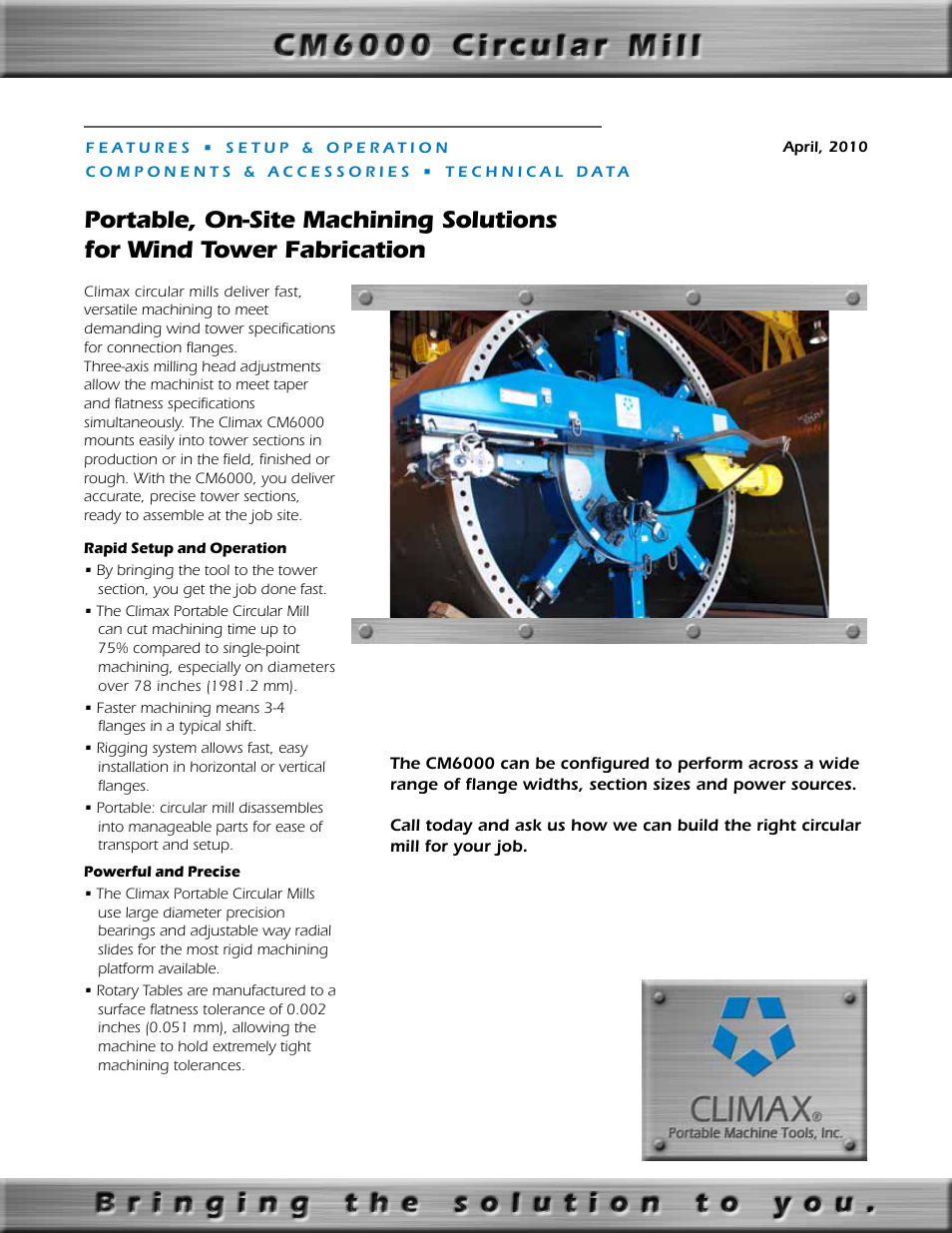 Climax CM6000 OBS CIRCULAR MILL User Manual | 8 pages