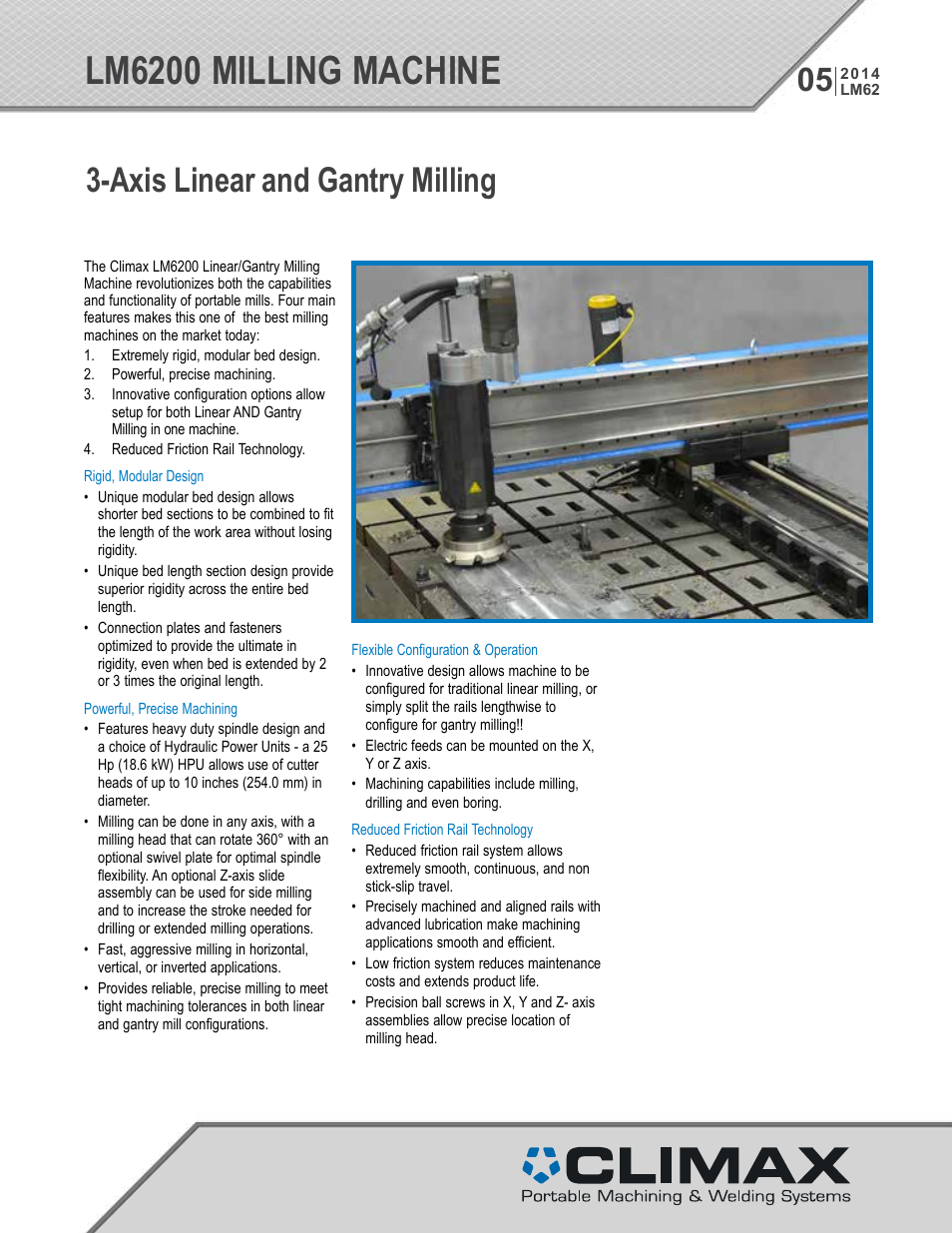 Climax LM6200 LINEAR/GANTRY MILL User Manual | 13 pages