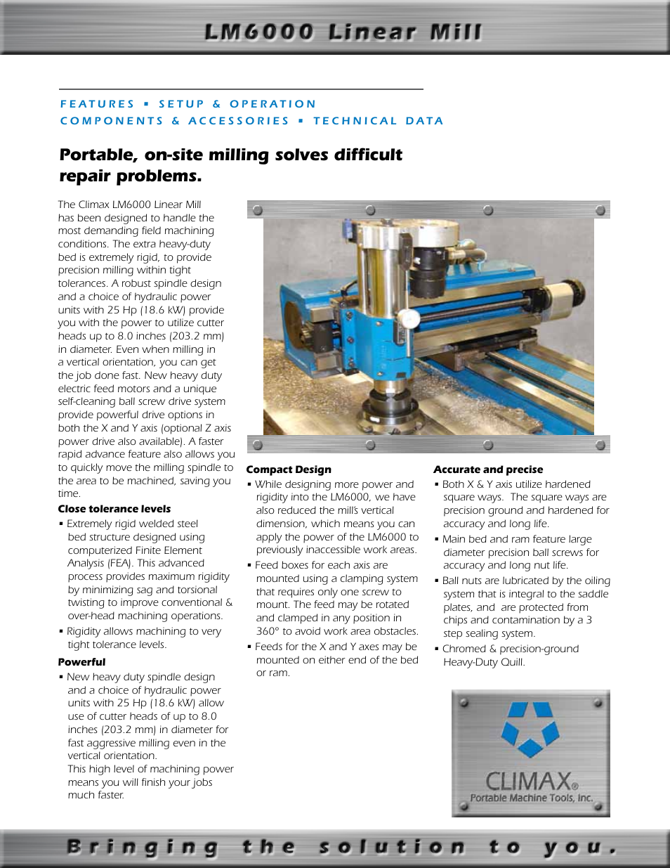 Climax LM6000 OBS LINEAR/GANTRY MILL User Manual | 10 pages