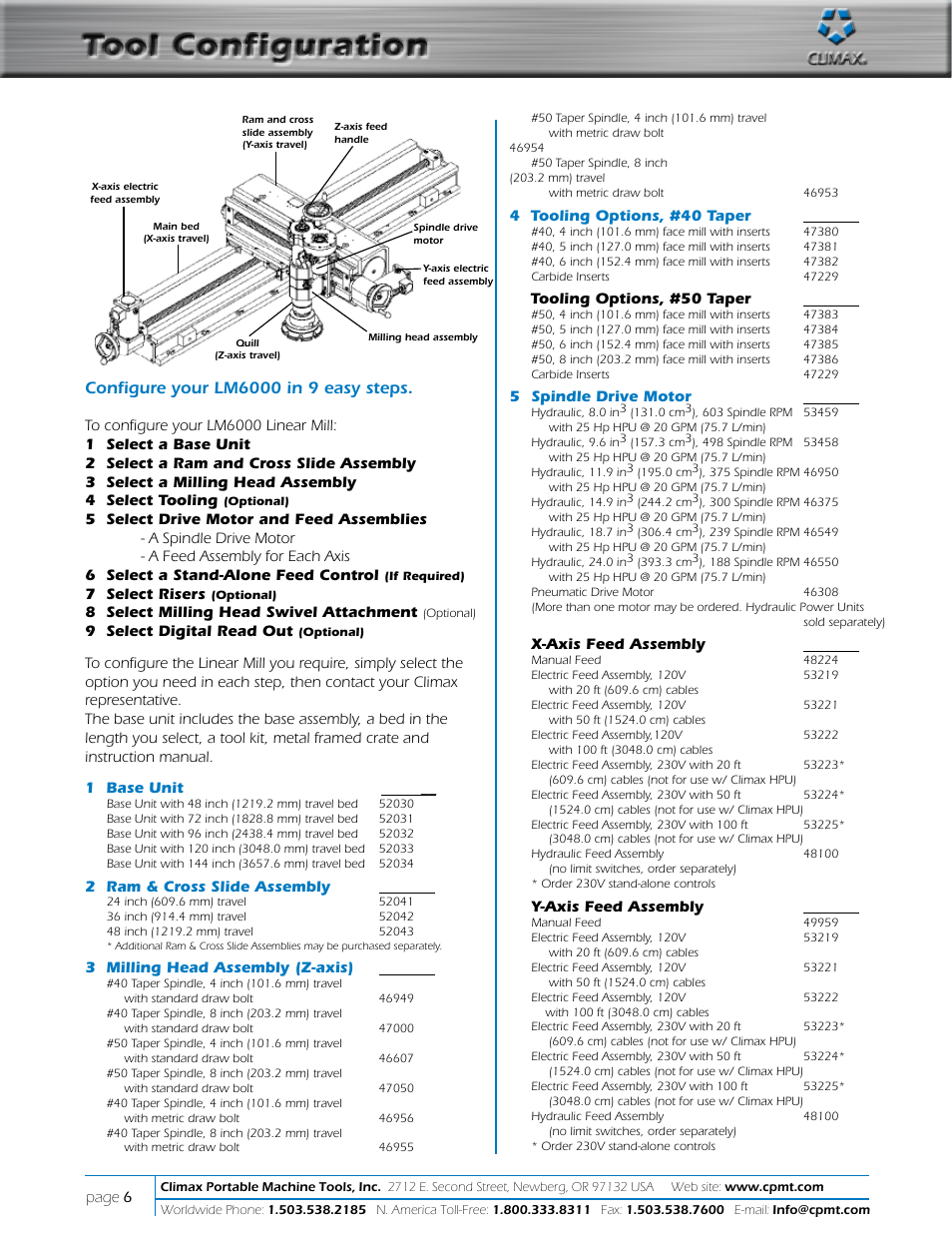 Tool configuration | Climax LM6000 OBS LINEAR/GANTRY MILL User Manual | Page 6 / 10