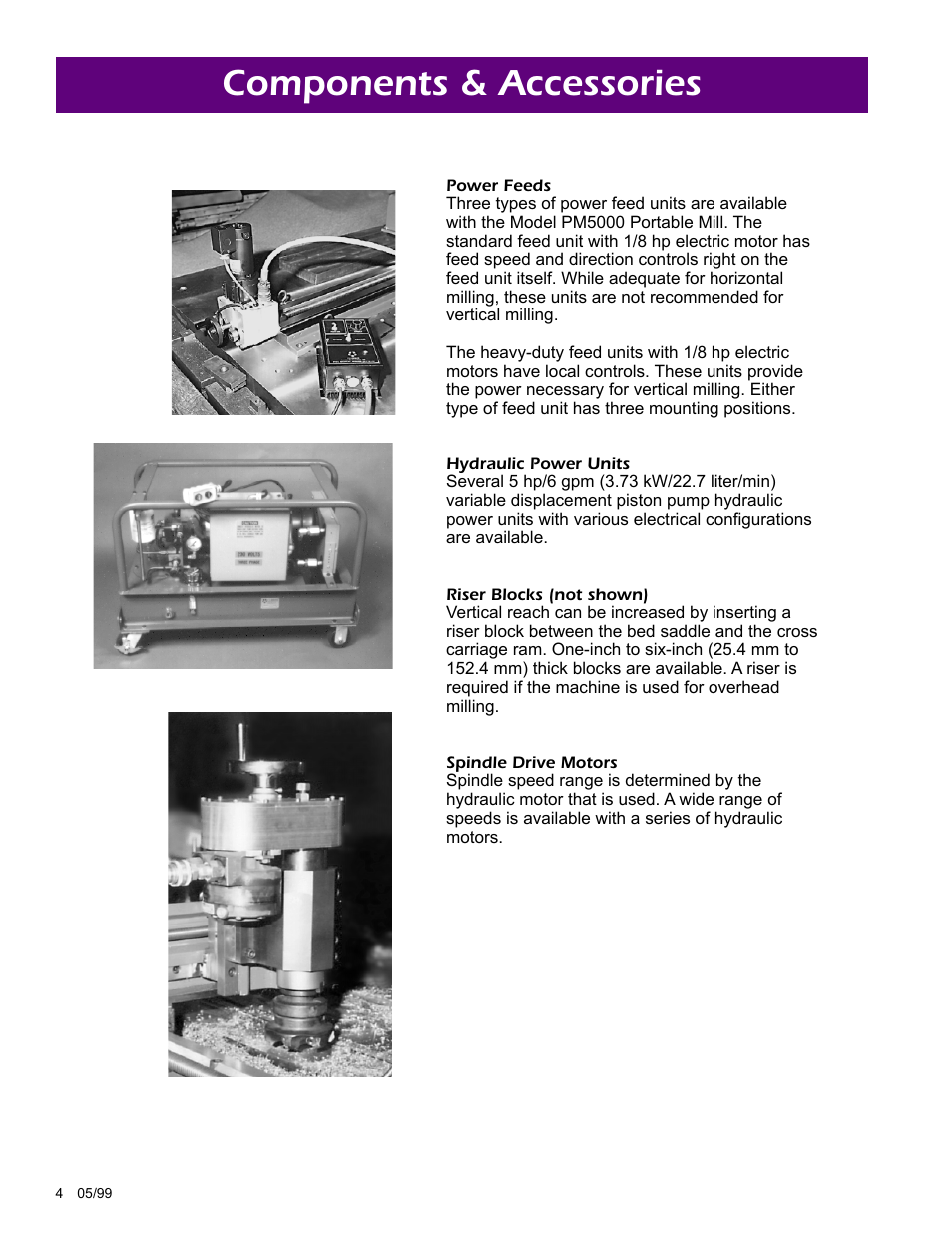Components & accessories | Climax LM5000 OBS Portable MILL User Manual | Page 4 / 16