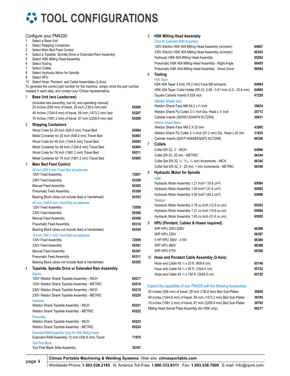 Tool configurations | Climax PM4200 MILLING MACHINE User Manual | Page 4 / 8