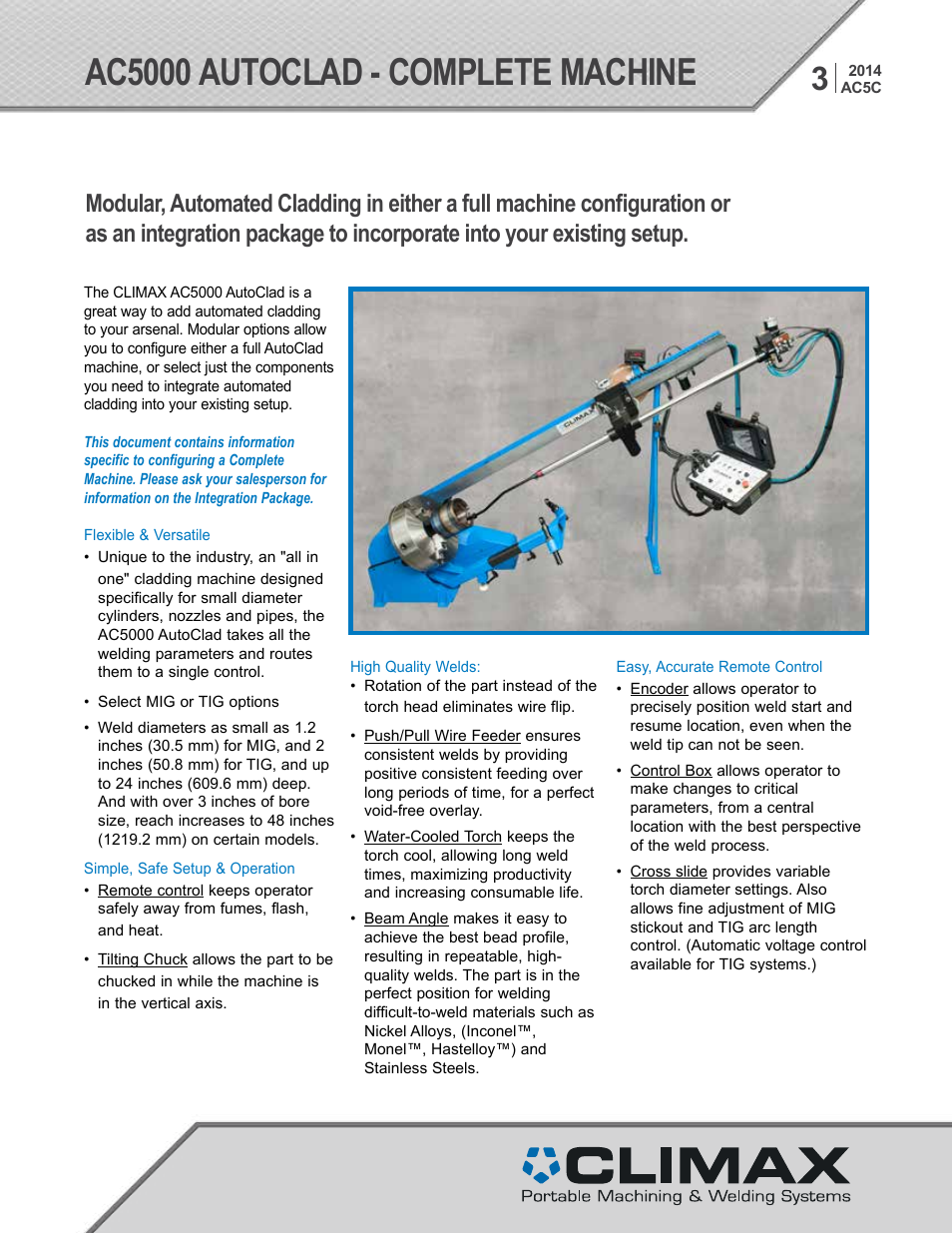 Climax AC5000 AUTOCLAD COMPLETE MACHINE User Manual | 8 pages
