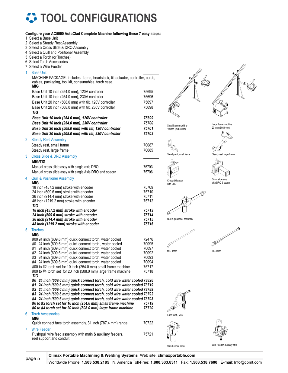 Tool configurations | Climax AC5000 AUTOCLAD COMPLETE MACHINE User Manual | Page 5 / 8