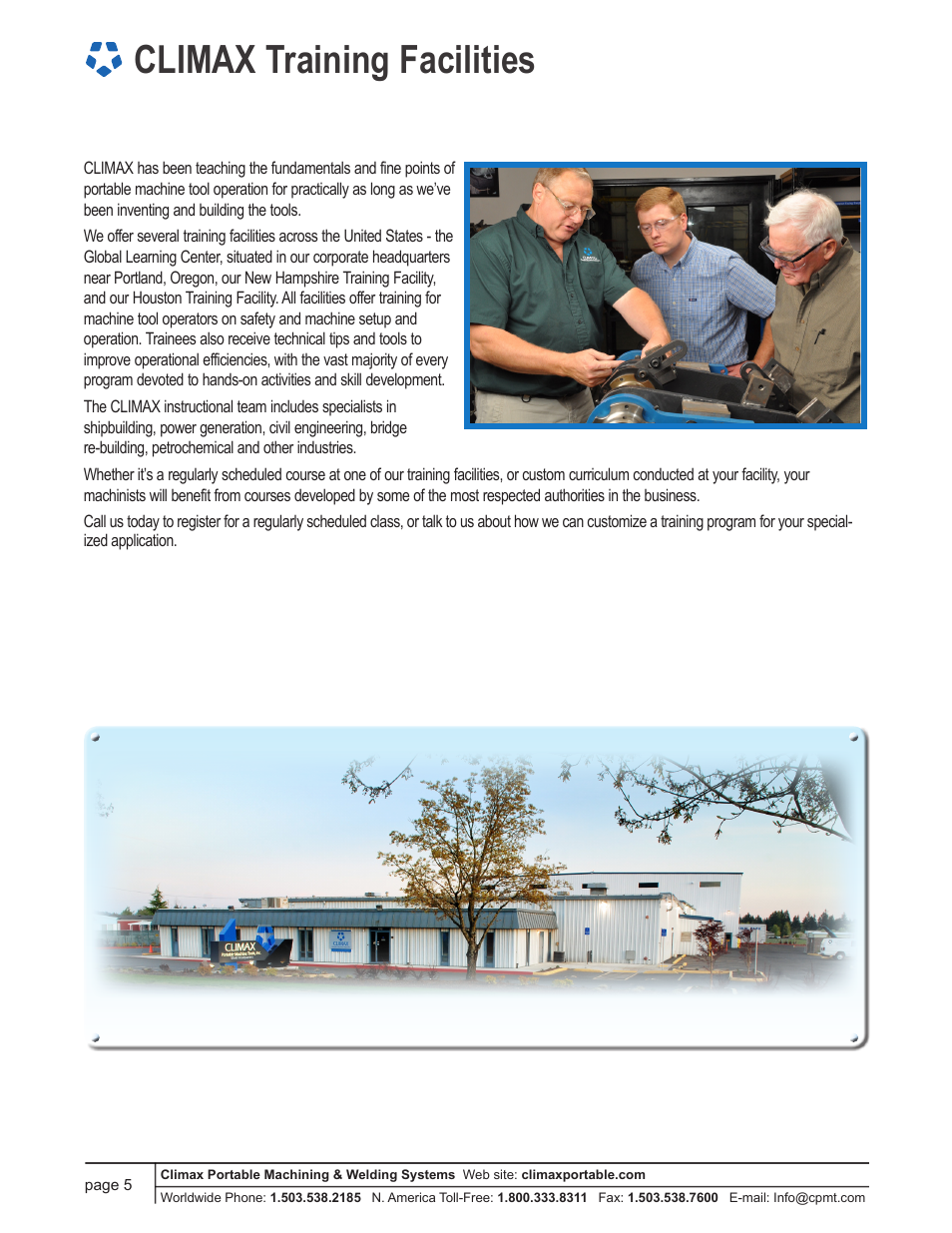 Climax training facilities | Climax AC5000 AUTOCLAD INTEGRATION PACKAGE User Manual | Page 5 / 6