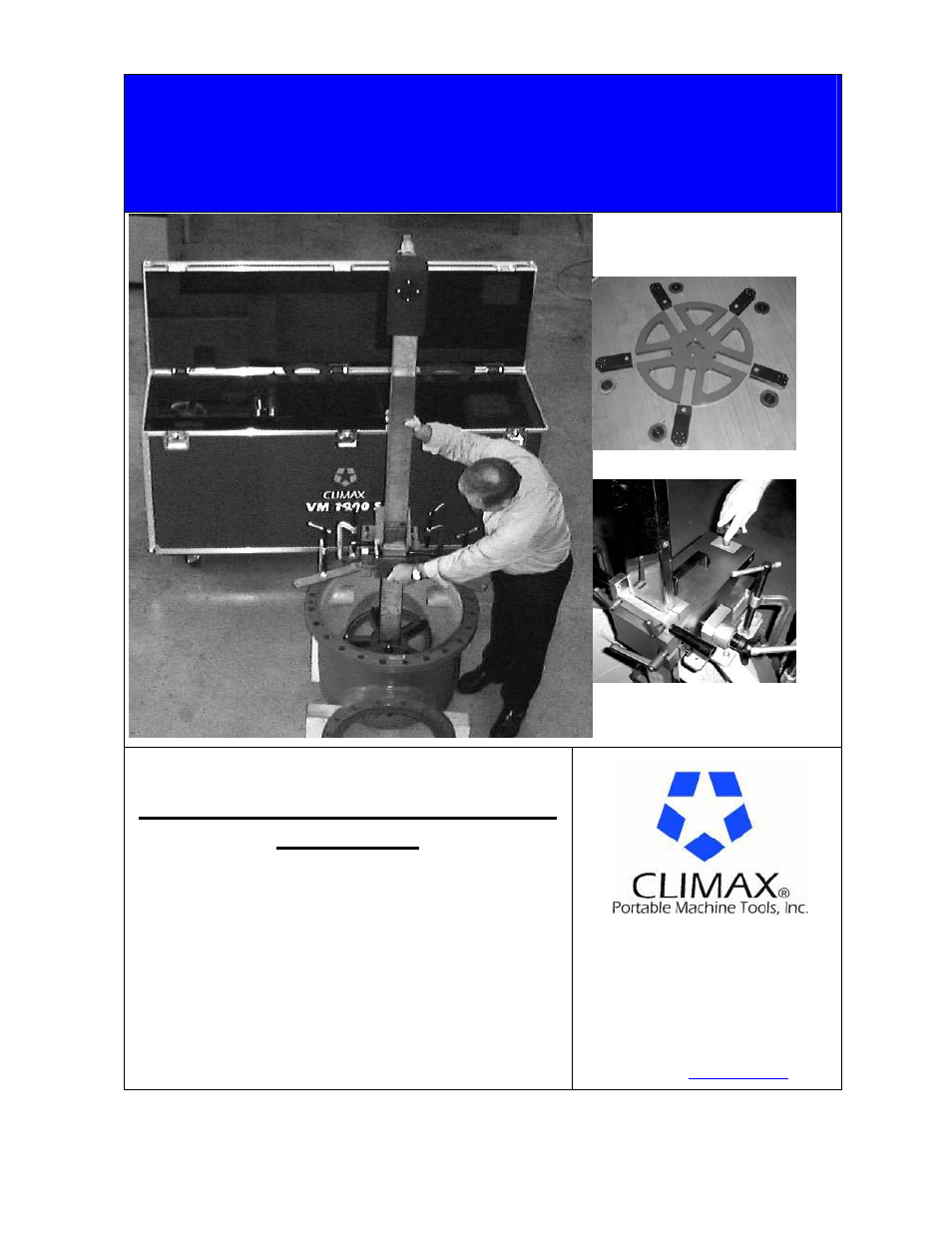 Climax VM1900 GATE VALVE GRINDING & LAPPING User Manual | 7 pages