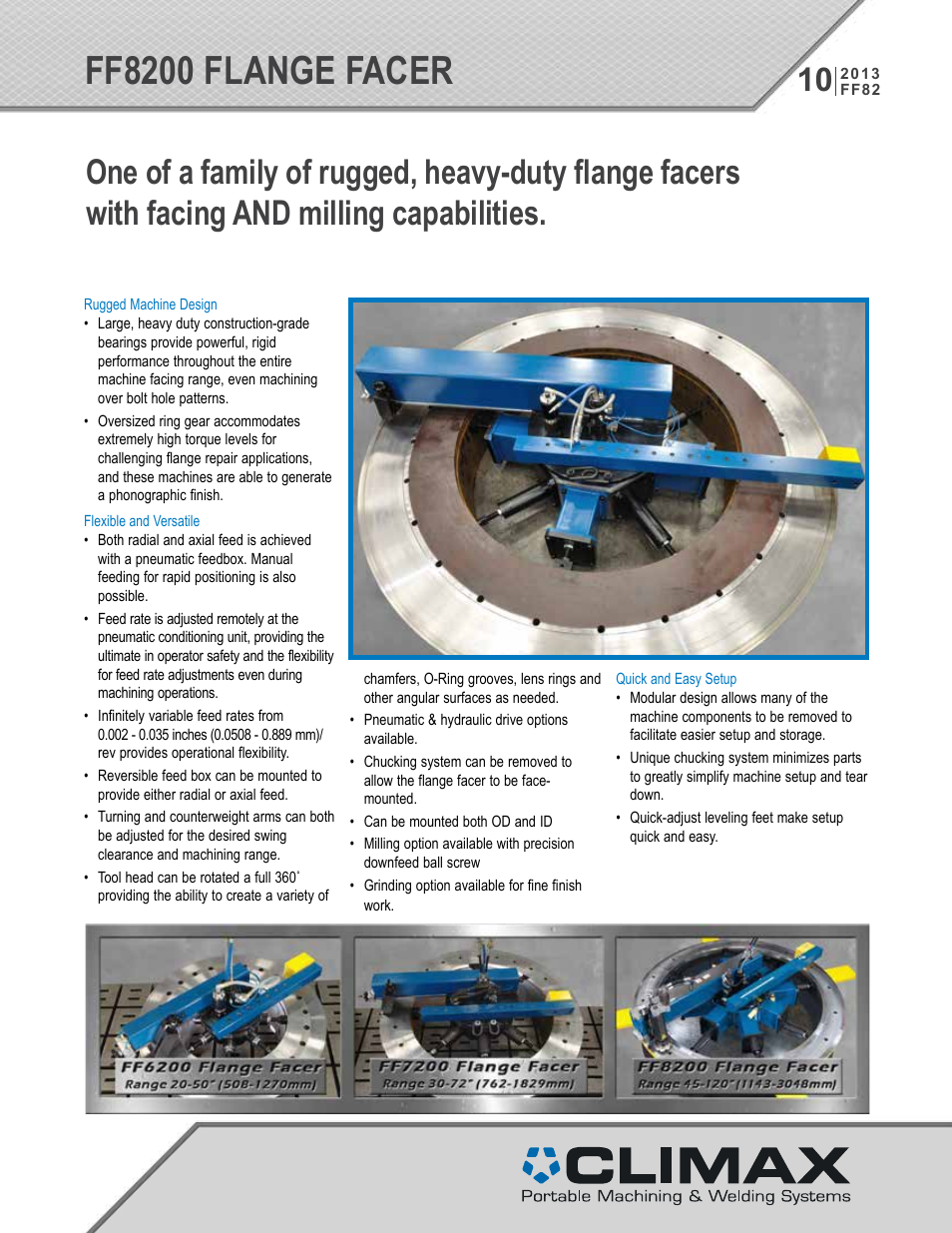 Climax FF8200 FLANGE FACER User Manual | 10 pages