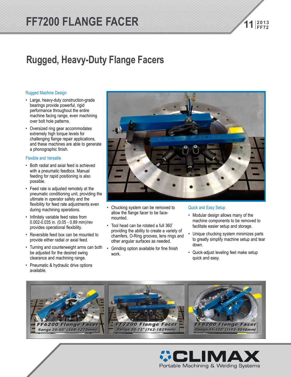 Climax FF7200 FLANGE FACER User Manual | 9 pages