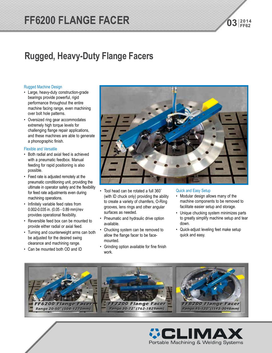 Climax FF6200 FLANGE FACER User Manual | 8 pages