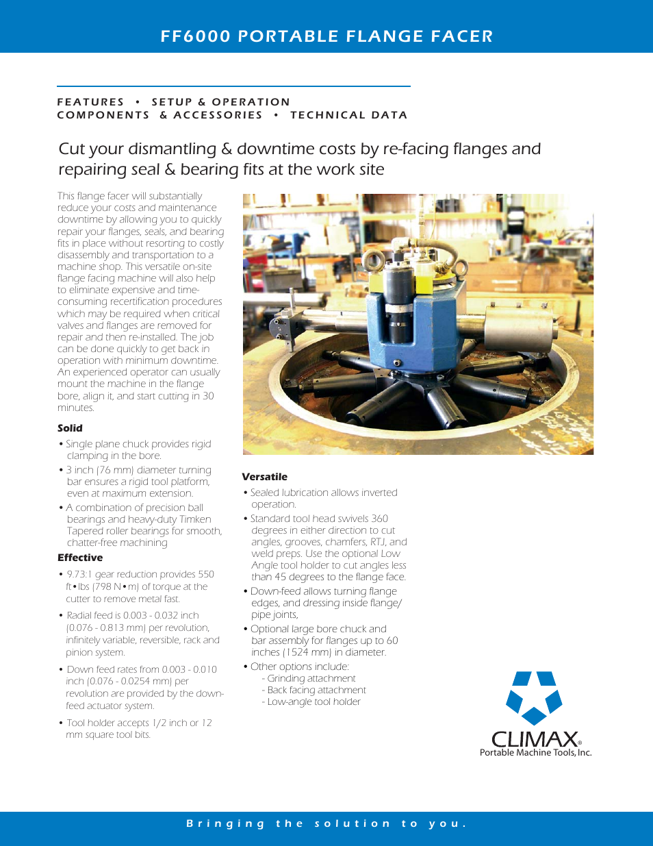 Climax FF6000 PORTABLE FLANGE FACER User Manual | 8 pages