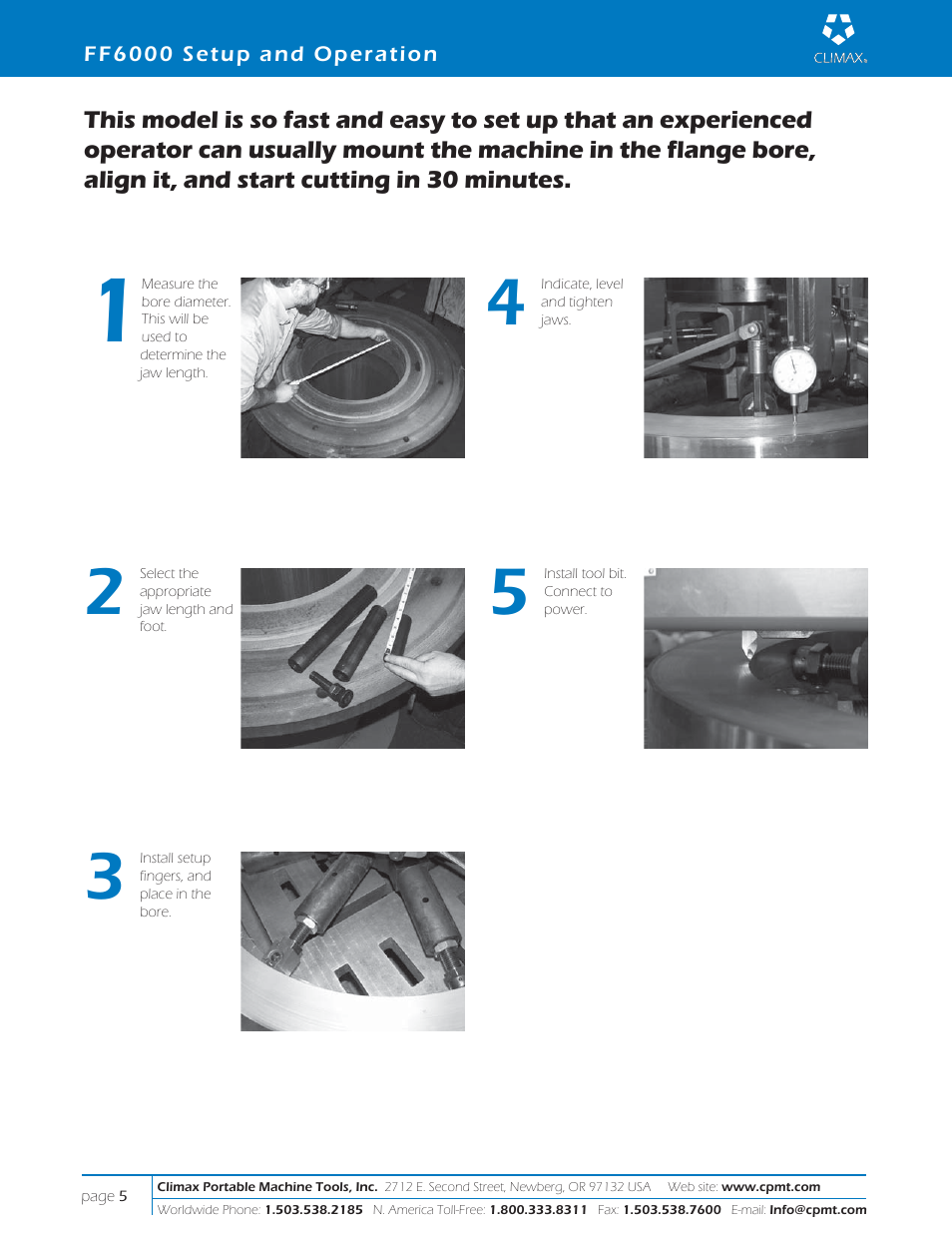 Climax FF6000 PORTABLE FLANGE FACER User Manual | Page 5 / 8