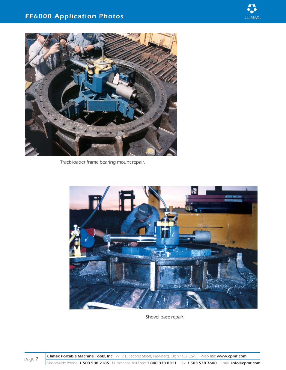 Ff6000 application photos | Climax FF6000 PORTABLE FLANGE FACER User Manual | Page 7 / 8