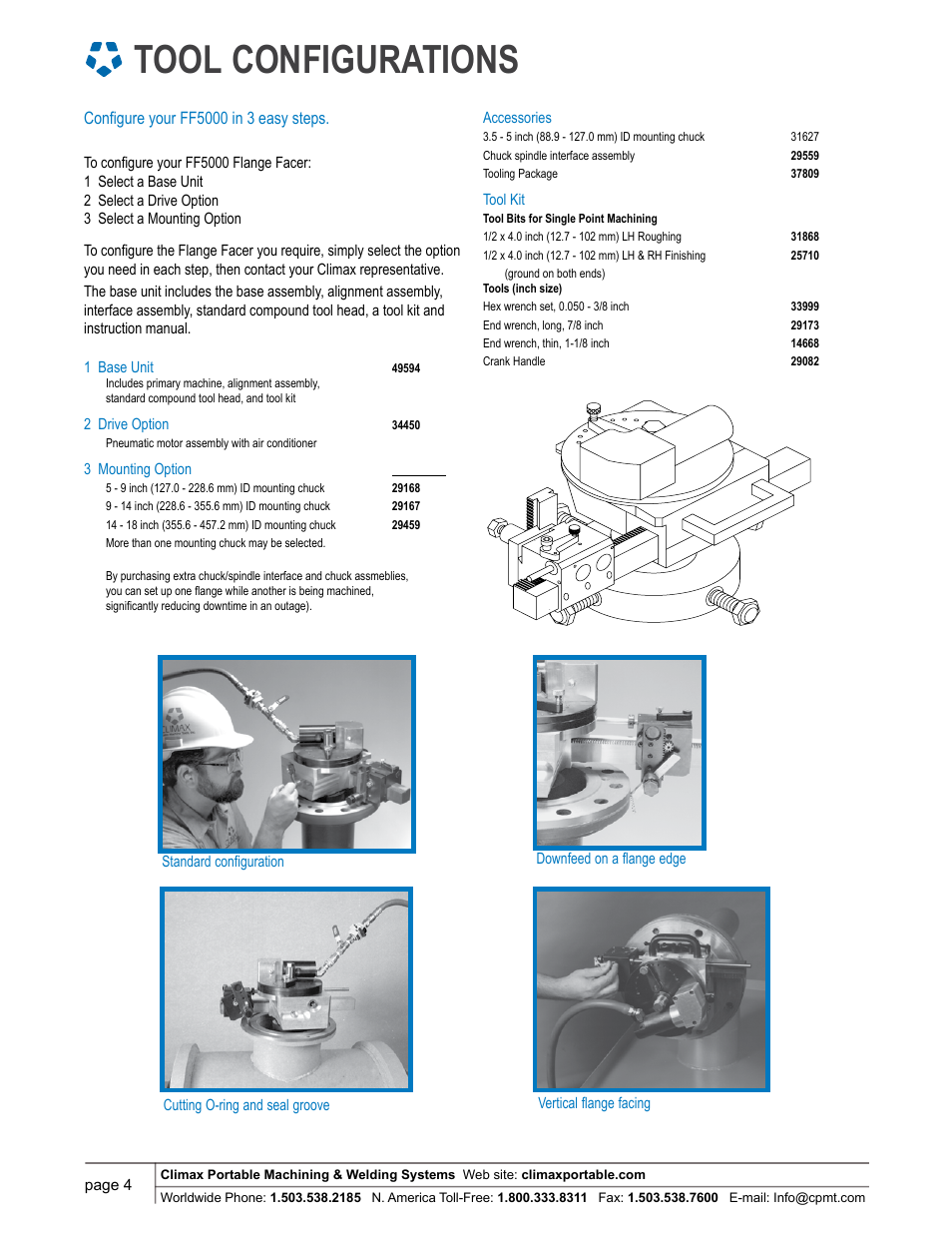 Tool configurations | Climax FF5000 FLANGE FACER User Manual | Page 4 / 8